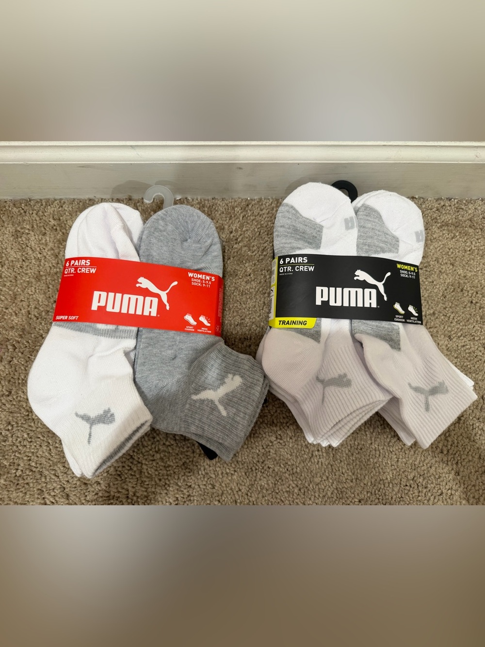 “New” PUMA Take All  Women's 6pairs Crew Socks size5-9.5
